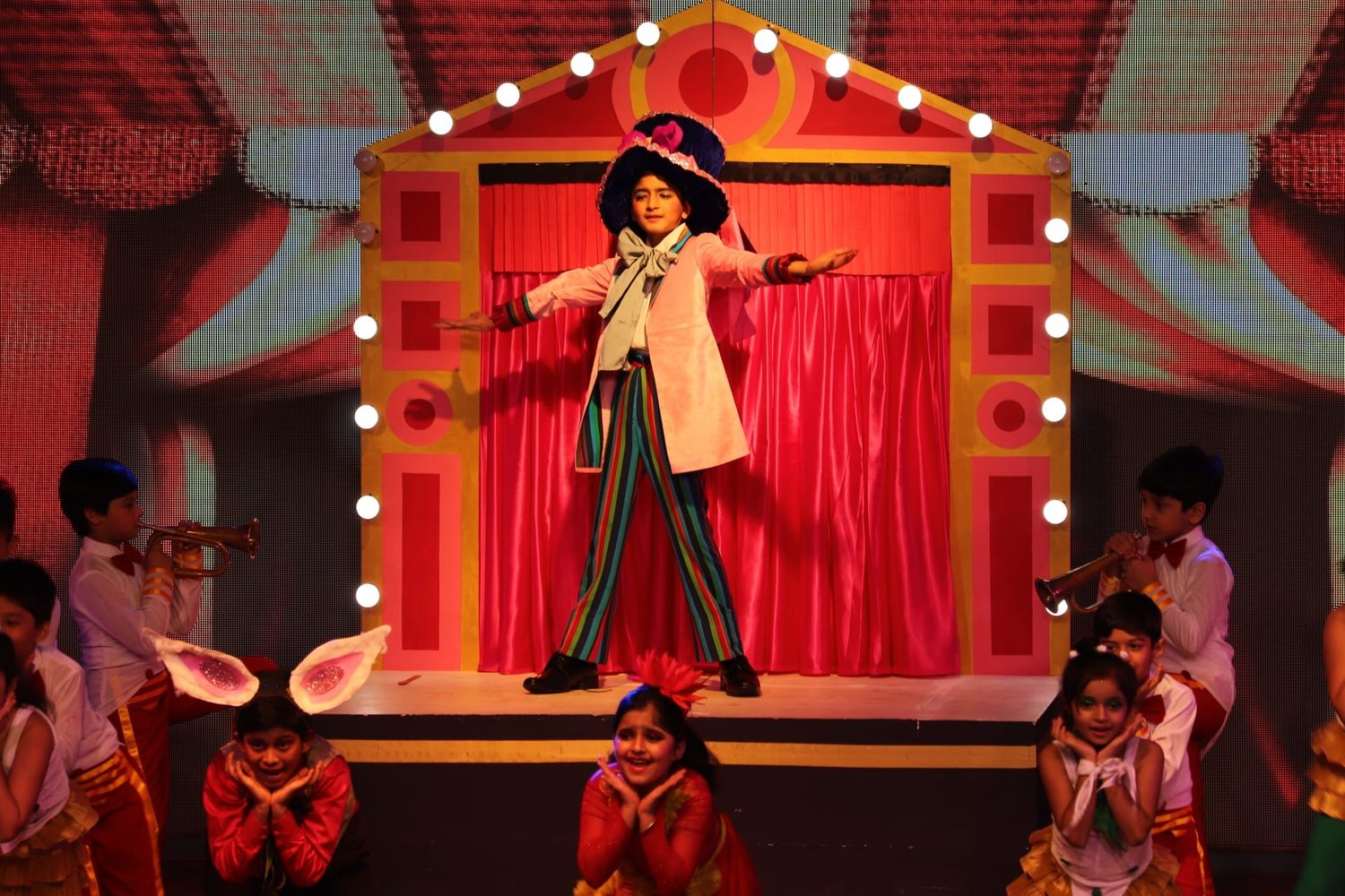 Students participating in a theatre workshop